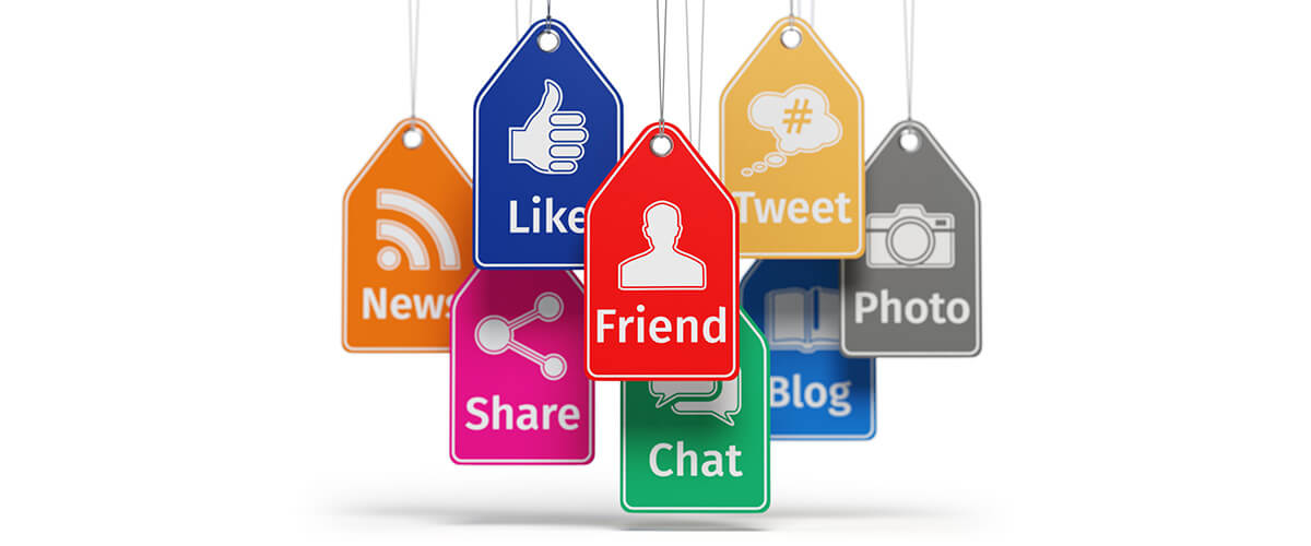 Social media internet communication concept. Signs of apps on th